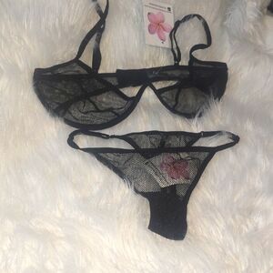Black Mesh Lingerie Set